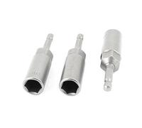 sourcing map 80mmx13mm Métal Tournevis Trépan Hexagonal Écrou Entraînement Prise Pointe 3PCS Gris