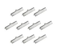 sourcing map 80Pcs Ruban Pince Sertir Terminaux, 30mm Signet Pincement Cordon Terminal Agrafes pour Bricolage Artisanat Création, Argenté Blanc