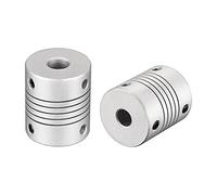 sourcing map 8mm à 7mm Coupleur Arbre Moteur Flexible Aluminium Alliage Accouplement Joint Connecteur L30xD25 Argent 2Pcs