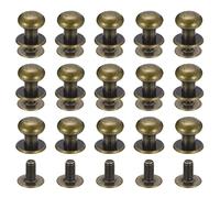 sourcing map 8mm Balle Tête Étalon Rivets Vis Dos, 15Paquet Rond Tête Bouton Mamelon Rivet pour Bricolage Cuir Artisanat Sac Main Ceinture, Bronzé