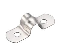 sourcing map 8mm Fixation Tuyau Clip Tube Attacher Collier de Serrage Pince Tube Sangle 2 Trous 304 Acier Inoxydable 20pcs