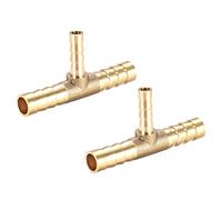 sourcing map 8mm x 5mm x 8mm Laiton Raccord Cannelé Tuyau Réducteur Forme T 3 Voie Barbelé Connecteur Air Eau Carburant Gaz 2Pcs