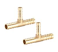 sourcing map 8mm x 6mm x 8mm Laiton Raccord Cannelé Tuyau Réducteur Forme T 3 Voie Barbelé Connecteur Air Eau Carburant Gaz 2Pcs
