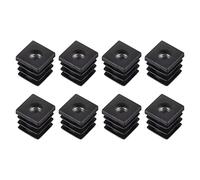 sourcing map 8Pcs Inserts pour Carré Tubes avec M6 Fil, for 0.63"x0.63" OD Carré Tube, Carré Noir Plastique Bouchon Roulette Insert Chaise Embouts Meuble Pieds Bouchon