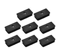 sourcing map 8Pcs Inserts pour Rectangulaire Tubes avec M8 Fil, pour 1.97"x0.98" OD Rectangulaire Tube, Noir Plastique Bouchon Roulette Insert Chaise Embouts Meuble Pieds Bouchon