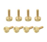 sourcing map 8Pcs Laiton Bouton Moleté Vis M3x10mm Plat Poignée Boulon