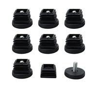sourcing map 8pcs Pieds de Meubles Réglables Nivellement Patin Base Jambe Pied de Table Chaise Ajustables Protection Sol 40 x 40mm Carré Tube Insert Glisse