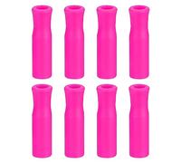 sourcing map 8pcs Silicone Paille Conseils Métal Paille Couvertures Rose | Doux Réutilisable Pailles Conseils pour 1/3 pouce(8mm) OD Inox Acier Pailles