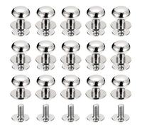 sourcing map 9mm Balle Tête Étalon Rivets Vis Dos, 15Paquet Rond Tête Bouton Mamelon Rivet pour Bricolage Cuir Artisanat Sac Main Ceinture, Argenté