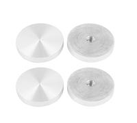 sourcing map a16071200ux0288 Filetage M10 50 mm de diamètre Disque en aluminium de forme ronde 4 pièces pour table en verre, ton argent, lot de 4 pièces