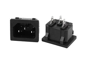 sourcing map AC 250V 10A IEC320 C14 Mâle 3P Prise Courant Entrée en Plastique Noir 2 Pcs