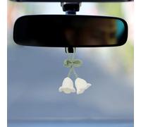sourcing map Accessoire de suspension de voiture au crochet, ornement fait à la main avec 2 jolies petites fleurs de tulipes pour décoration de voiture, sac, porte-clés, blanc