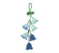 sourcing map Accessoire de suspension de voiture en crochet fait à la main avec 6 jolies petites fleurs de muguet pour décoration de voiture, sac, porte-clés, aqua/bleu/bleu foncé
