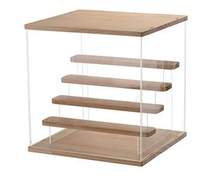 sourcing map Acrylique Affichage Mallette avec LED Lumière, 5 Tier Transparent Anti-Poussière Vitrine Affichage Boîtees pour Collections, Action Figures, Bois