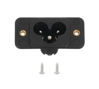 sourcing map Adaptateur de prise C6 pour montage sur panneau AC 250 V 2,5 A/5 A 3 broches IEC Module d'entrée Prise droite avec vis 1 pièce