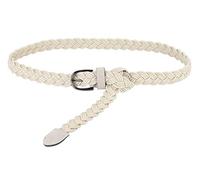 sourcing map Adjustable Mince Tressé Ceinture Corde Faux Cuir élastique Femmes blanc 24-35.8" taille