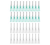 sourcing map Aiguille de distribution industrielle à pointe émoussée avec Luer Lock pour pistolet à colle liquide, 14 g 1,27 cm, 16 g 1,27 cm (20 pièces vert clair + 20 pièces transparentes)