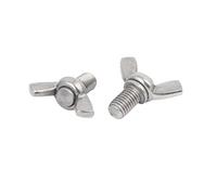 sourcing map Aile papillon acier inoxydable 304 ton argent vis M10 x 20mm 2pcs