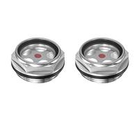 sourcing map Air Compresseur Huile Niveau Jauge Vision Verre G1-1/2 Mâle Fileté Aluminium Liquide Indicateur Vision Fenêtre 2Pcs