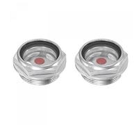 sourcing map Air Compresseur Huile Niveau Jauge Vision Verre M33x1,5mm Mâle Fileté Aluminium Liquide Indicateur Vision Fenêtre 2Pcs