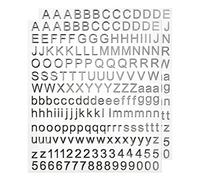 sourcing map Alphabet Lettres Nombre Autocollants Feuille Paillettes Auto Adhésif pour Résine Moule Signe Scrapbooking Artisanat Argent 2 Feuilles