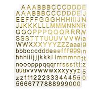 sourcing map Alphabet Lettres Nombre Autocollants Feuille Paillettes Auto Adhésif pour Résine Moule Signe Scrapbooking Artisanat Or 2 Feuilles