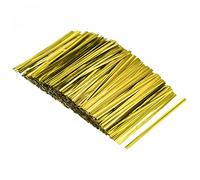 sourcing map Aluminium Liens Torsadés 3" 8cm Métallique Plastique Fermeture Attache pour Attache Cadeaux Sacs Arts Artisanat Attaches Gérer Cordes Doré Paquet de 750