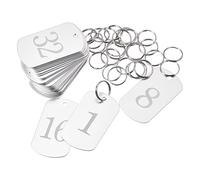 sourcing map Aluminium Métal Clé Étiquette 1-35 Numéro Étiquette Diamètre Interne Étiquette avec Anneau 2x1.2pouce Argent Rectangle pour Décoration Paquet de 35
