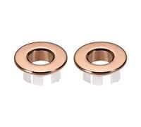 sourcing map Anneau de Débordement Évier Couvercle Anneau de Trop-Plein de Lavabo Salle de Bain Couverture Cuivre Insérer dans Trou Rond Capuchons Rose Doré 2Pcs