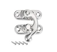 sourcing map Antique Serrure Fermoir Droite Loquet Crochet Moraillon 42mm x 37mm Oscillant Bras Loquet Plaqué Argenté, 5Pcs avec Vis