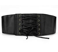 sourcing map Appuyer sur bouton Fermeture stretch Femme Taille Corset Sangle Ceinture Noir Lacer