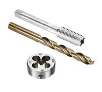 sourcing map Appuyez sur et Matrice et Perceuse Pointe Ensemble, M12 X 1,75 Gauche Main Filetage Fraisage Taraud et Rond Matrice, 10.2mm Cobalt Haute Vitesse Acier Foret Hélicoïdal