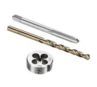 sourcing map Appuyez sur et Matrice et Perceuse Pointe Ensemble, M5 X 0,8 Gauche Main Filetage Fraisage Taraud et Ronde Matrice, 4.2mm Cobalt Haute Vitesse Acier Foret Hélicoïdal