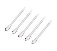 sourcing map Argenté Micro Boule 105mm Inoxydable Acier Réactif Cuillère échantillonnage Laboratoire Spatulas pour Laboratoire 5Pcs