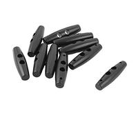 sourcing map Arrêt de Cordon 2 trous Plastique Couture Scrapbooking boutons Bascule Adjustive Lock Noir 10pcs