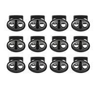 sourcing map Arrêt de Cordon Serrure Verrou à Ressort Bloqué Glisser, 12pcs Double Trou Ressort Obturateur Alliage Fixation Glissière Agrafe pour Lacet Sac (Métallique Noir,17X15mm)