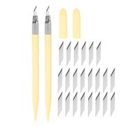 sourcing map Art Artisanat Couteau Ensemble, 2pcs Découper Couteau avec 24pcs Rechange Métal Lame pour Scrapbooking Pochoir Hobby Bricolage, PVC Poignée Beige (2 Ensemble)