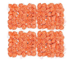 sourcing map Artificiel Rose Fleur Têtes, Orange Mini Faux Fleurs 0.8 Pouce-1 Pouce pour DIY Artisanat Mariage et Fête Décoration Paquet de 144