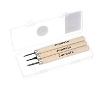 sourcing map Artisanat Découper Couteau Ensemble, 2mm/2.4mm/2mm 50# Carbone Acier Petit Plat Rond Triangle Lame Bois Poignée Art Hobby Bricolage Gravure Main Outils 1 Ensemble (3pcs)