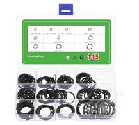 sourcing map Assortiment de 145 anneaux de retenue externes, 10 tailles (M15, M16, M17, M18, M19, M20, M22, M24, M26, M28) 65Mn en acier au carbone pour valves et appareils électriques