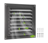 sourcing map Attic Vent Grille d'aération carrée en acier inoxydable avec écran intégré pour portes extérieures, mur, maison, grenier, garage, plafond, noir 20,3 x 20,3 cm