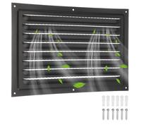 sourcing map Attic Vent Grille d'aération carrée en acier inoxydable avec écran intégré pour portes extérieures, mur, maison, grenier, garage, plafond, 20,3 x 30,5 cm, noir