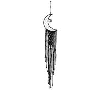 sourcing map Attrape-rêves en macramé, noir fait à la main, motif lune en coton tissé, à suspendre au mur pour la maison, la chambre à coucher, ornement, cadeau artisanal