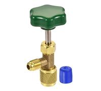 sourcing map Auto-obturant Canette Robinet Valve 1/4 SAE 7/16-28 Fil Boutille Ouvreur pour Réfrigération A/C Chargement