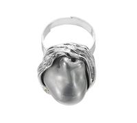 sourcing map Bague avec perles pour femme - Irrégularité réglable - Imitation perle - Style vintage - Empilable, Acier allié, Aucune pierre précieuse