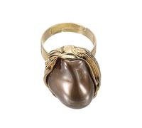 sourcing map Bague avec perles pour femme - Irrégularité réglable - Imitation perle - Style vintage - Empilable, Acier allié, Aucune pierre précieuse