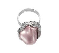sourcing map Bague avec perles pour femme - Irrégularité réglable - Imitation perle - Style vintage - Empilable, Acier allié, Aucune pierre précieuse