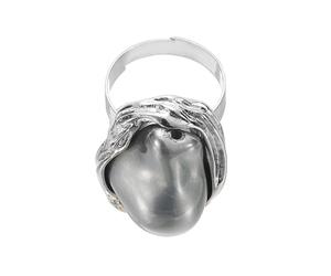 sourcing map Bague avec perles pour femme - Irrégularité réglable - Imitation perle - Style vintage - Empilable, Acier allié, Aucune pierre précieuse