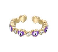 sourcing map Bague contre le mauvais œil, bague en forme de cœur pour femme avec boîte décorative pour la protection de la foi turque, bricolage, Métal, Zircone créé