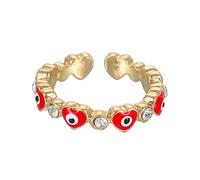 sourcing map Bague contre le mauvais œil, bague en forme de cœur pour femme avec boîte décorative pour la protection de la foi turque, bricolage, Métal, Zircone créé